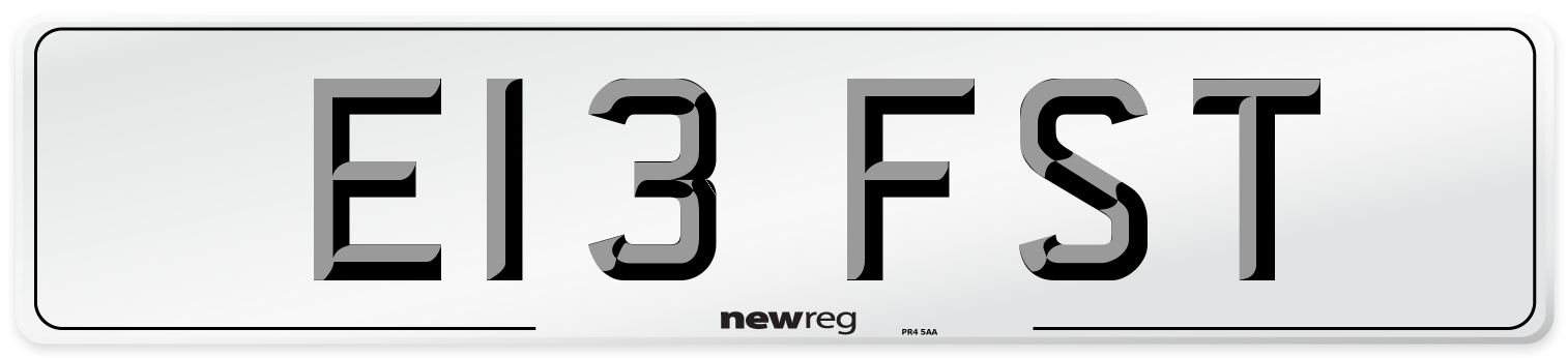 E13 FST Number Plate from New Reg